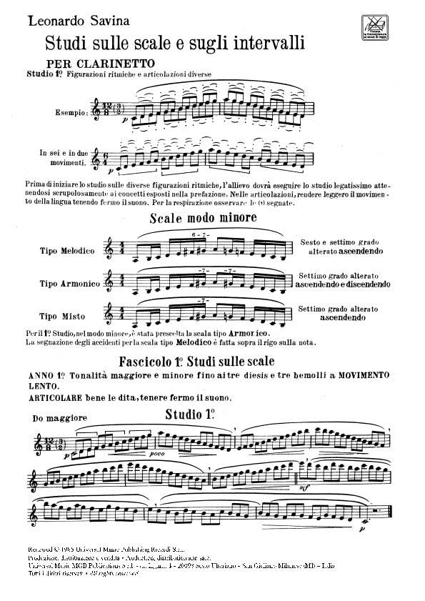 Studi Sulle Scale E Sugli Intervalli. Fasc. I - Per Clarinetto - cvičení pro klarinet